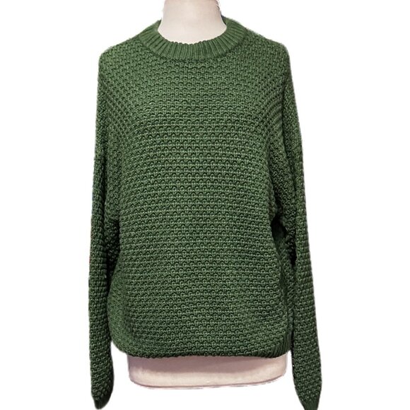 Universal Thread Co. Textured Knit Sweater Green Pullover Ribbed Crew Neck - Picture 1 of 10